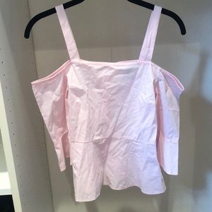 Baby pink open shoulder blouse